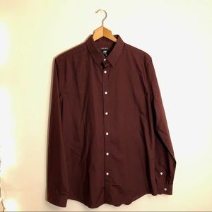 H&M slim fit easy iron maroon button down shirt